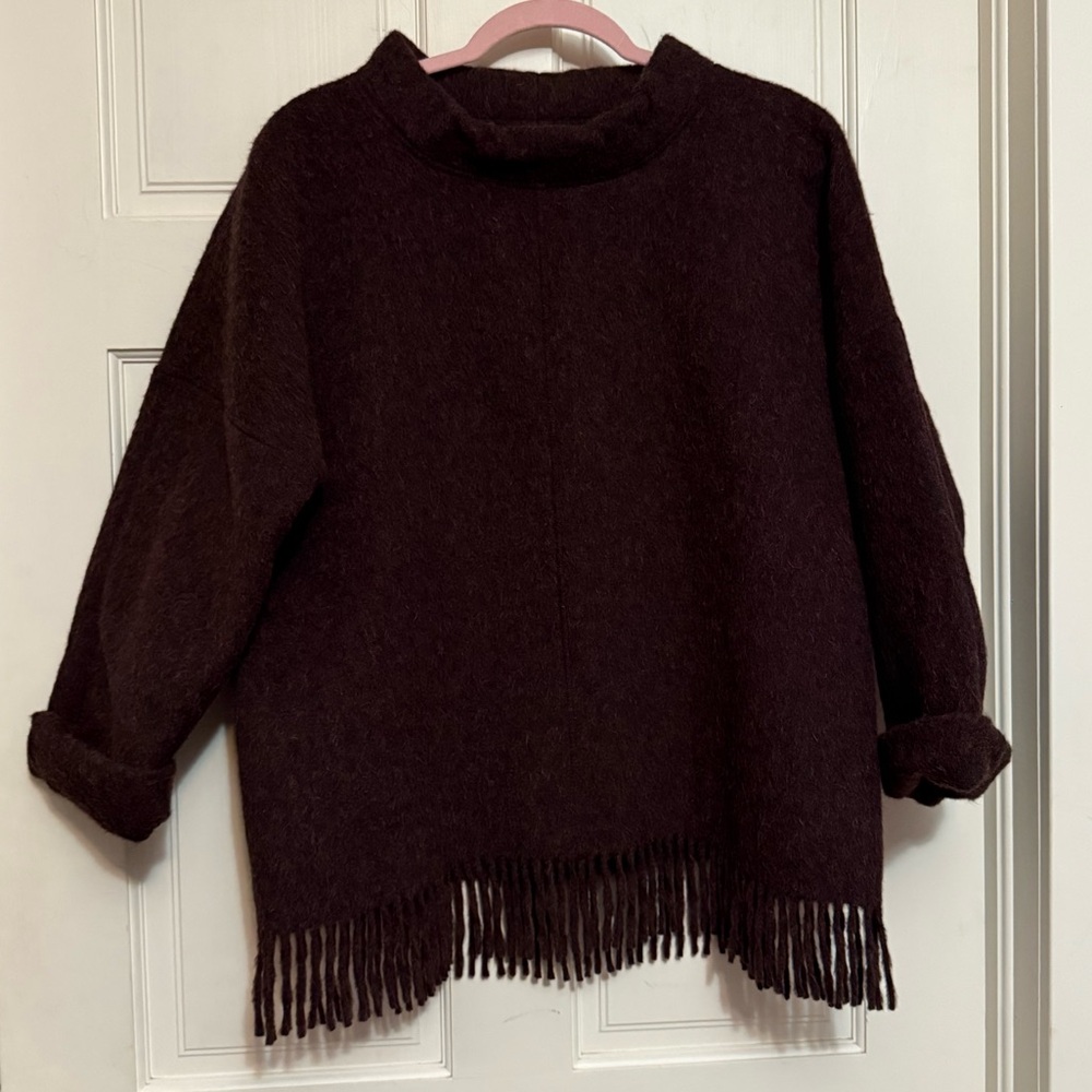 J. Crew Women's Cowl Neck Sweater with Fringe Detail